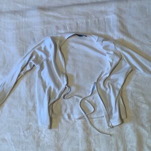 White tie string top/ sweater